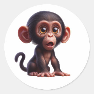 Charming Chimp Whimsy - Adorable Cartoon Primate Classic Round Sticker