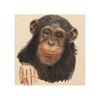 Charming Chimpanzee Wood Wall Art