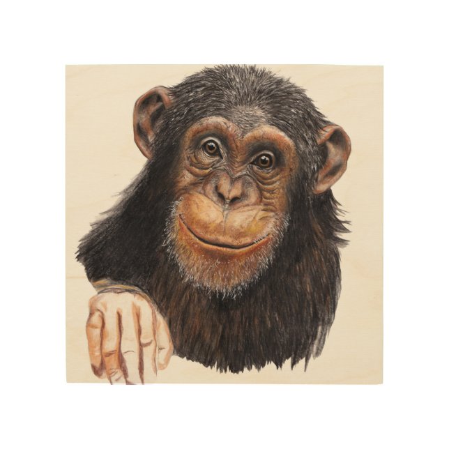 Charming Chimpanzee Wood Wall Art (Front)
