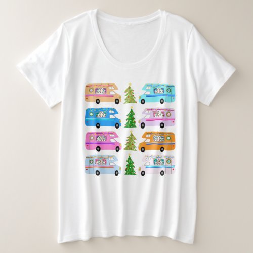 Charming Christmas Camper Retro Motorhomes RV Xmas Plus Size T_Shirt