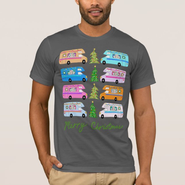 Charming Christmas Camper Retro Motorhomes RV Xmas T-Shirt (Front)