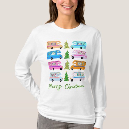 Charming Christmas Camper Retro Motorhomes RV Xmas T_Shirt