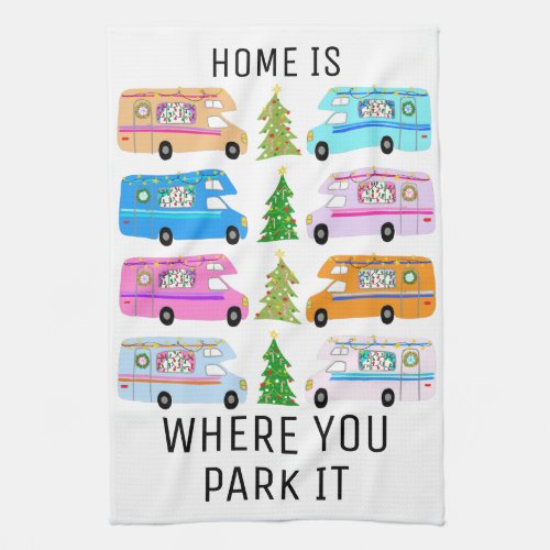 Charming Christmas Camper Retro RV Motorhomes Xmas Kitchen Towel