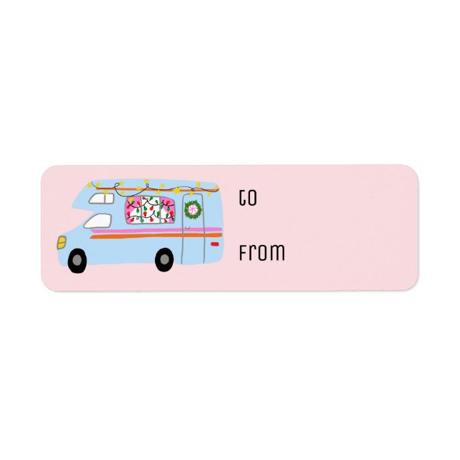 Charming Christmas Camper Vintage RV Xmas Gift Label (Front)
