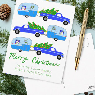 Charming Christmas Camper Vintage Trailer Retro RV Postcard