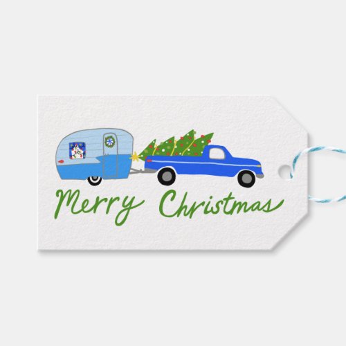 Charming Christmas Camper Vintage Trailer RV Xmas Gift Tags