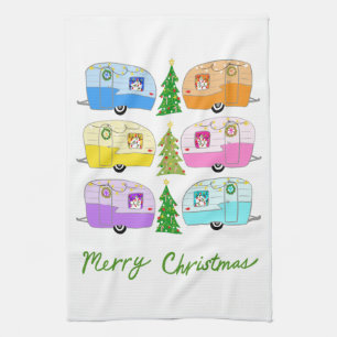Charming Christmas Camper Vintage Trailer RV Xmas Kitchen Towel