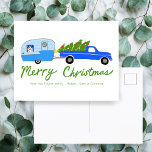 Charming Christmas Camper Vintage Trailer RV Xmas Postcard<br><div class="desc">Perfect card to send out as holiday greetings! Hand made art for youe! FULLY CUSTOMIZABLE! Click on “Personalize” above to edit the text. Click "edit using design tool" to adjust the fonts, colors and placements and to add text to the back side if you prefer. Also you can easily change...</div>