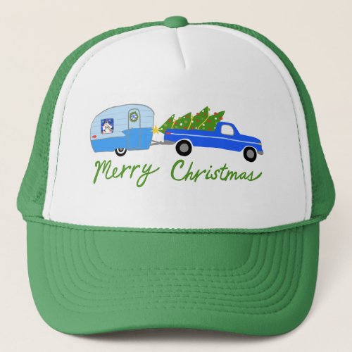 Charming Christmas Camper Vintage Trailer RV Xmas Trucker Hat