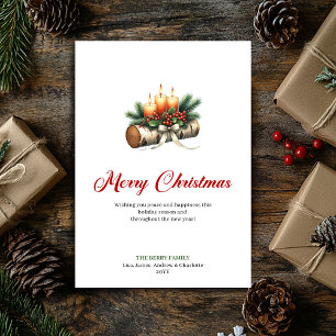 Charming Christmas candles holly berries card