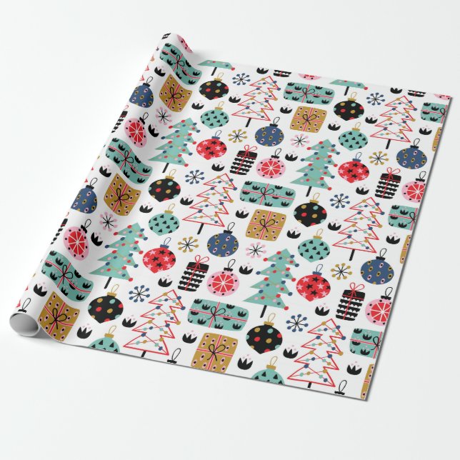 Charming Christmas Design Wrapping Paper (Unrolled)