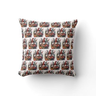 Charming Christmas Gnomes Throw Pillow