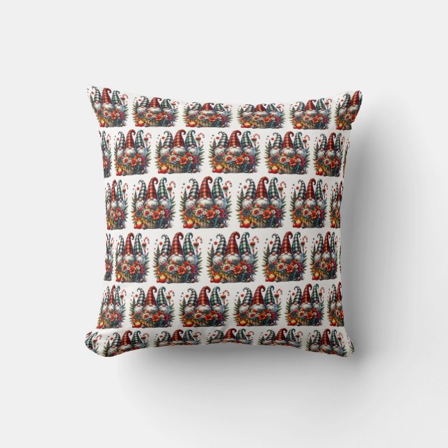 Charming Christmas Gnomes Throw Pillow (Front)