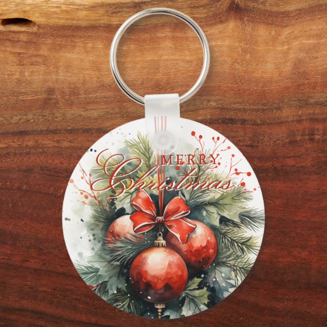 Charming Christmas Mistletoe Custom Number Keychain (Front)