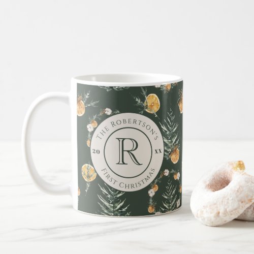 Charming Christmas Monogrammed Newlywed Coffee Mug