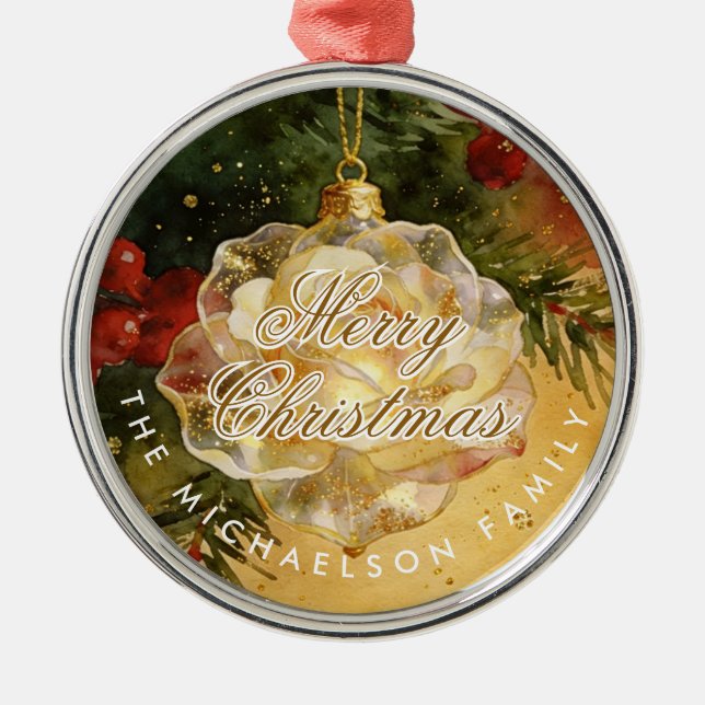 Charming Christmas Ornament Shaped Like a Rose (Front)