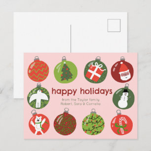 Charming Christmas Ornaments Vintage Xmas CUSTOM Postcard