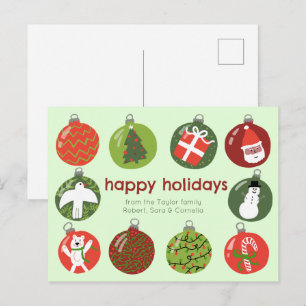 Charming Christmas Ornaments Vintage Xmas CUSTOM Postcard