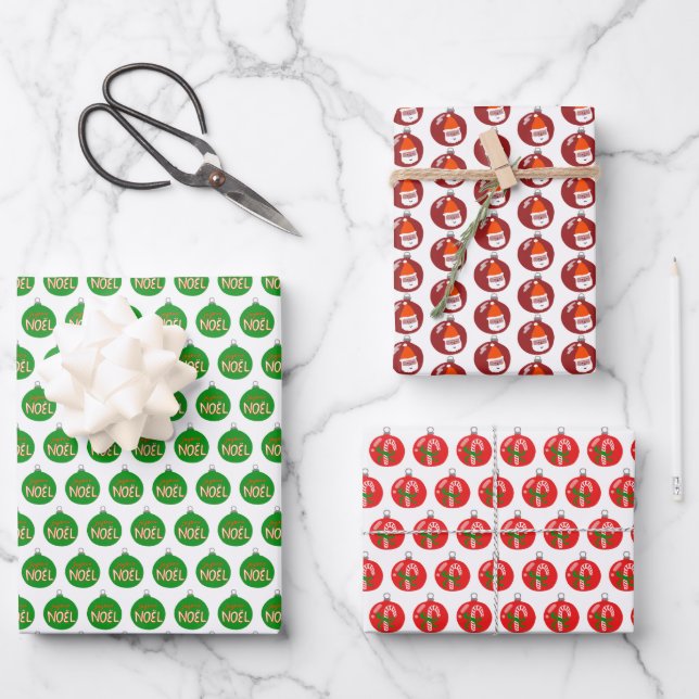 Charming Christmas Ornaments Xmas Holiday Variety Wrapping Paper Sheets (Front)