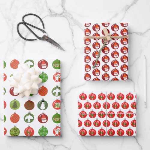 Charming Christmas Ornaments Xmas Holiday Variety Wrapping Paper Sheets