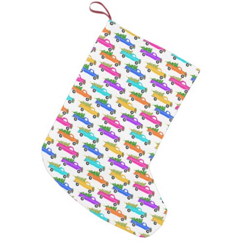 Charming Christmas Pickup Trucks Colorful Xmas Small Christmas Stocking