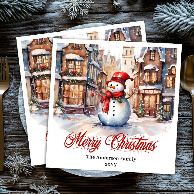 Charming Christmas scene napkins classic palette (Charming Christmas scene napkins in classic palette)