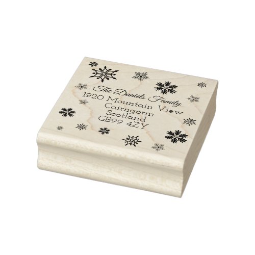 Charming Christmas Snowflake Address Rubber Stamp