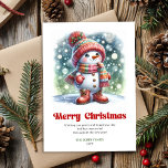 Charming Christmas snowman classic kids greeting  Holiday Card<br><div class="desc">✅ For matching items search #54T in my collections ✅ Send warm holiday wishes with this adorable cute Christmas snowman greeting card, designed in a charming watercolor style that both kids and adults will love. The artwork features a friendly, smiling snowman illustrated in a soft minimalist aesthetic, complemented by a...</div>