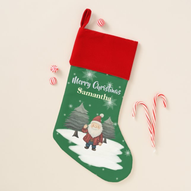Charming Christmas Stocking Santa Gnome  (Front)