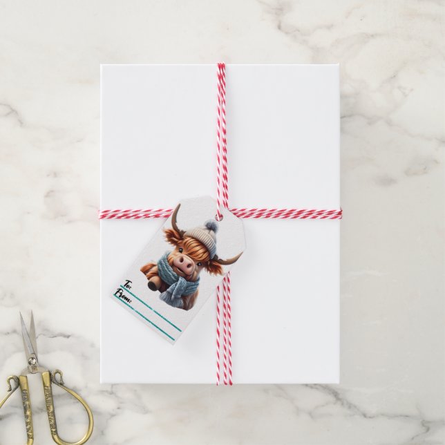 Charming Christmas tag with a cozy cow (With Twine)