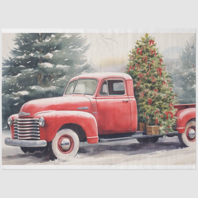 Charming Christmas Tree Farm Truck Tissue Paper (Front)