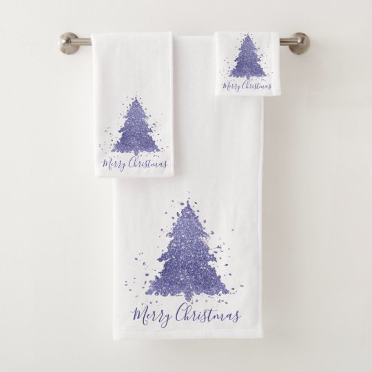 Charming Christmas Trees Chic Purple Lavender Bath Towel Set Christmas Bath Towel