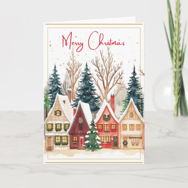 Charming Christmas Village Greeting Card (Front)