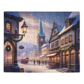 Charming Christmas village winter wonderland snow Jigsaw Puzzle