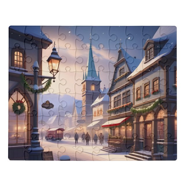 Charming Christmas village winter wonderland snow Jigsaw Puzzle (Puzzle Horizontal)