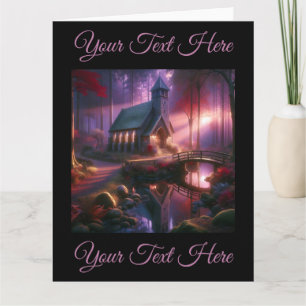 Charming Church in a Heavenly Autumn Forest Card