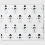 Charming Classic Snowman with Blue Scarf Wrapping Paper