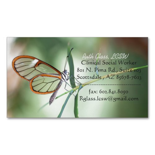 Charming Clear_Wing Butterfly Business Card Magnet