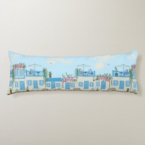 Charming Coastal Village _ Mediterranean Decor Body Pillow