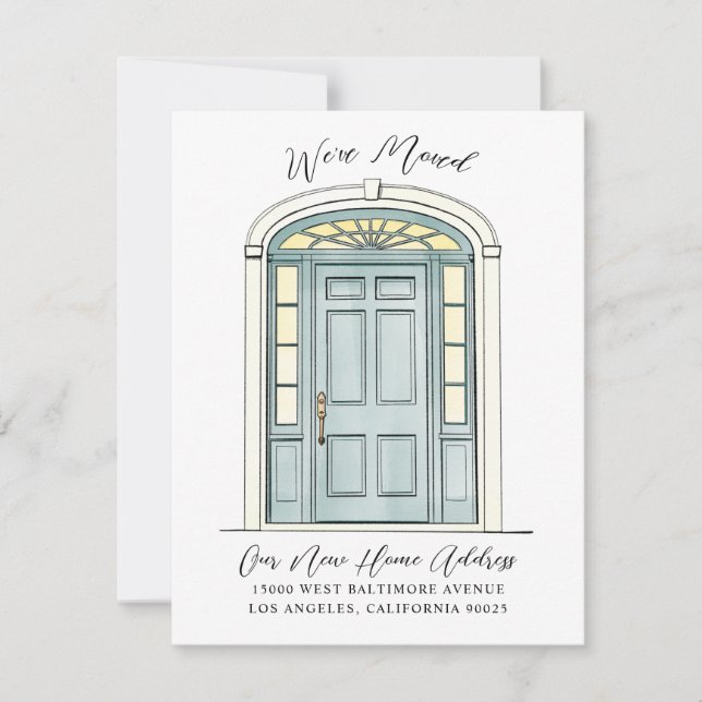 Charming Colonial Door Illustration Moving Announcement (Front)