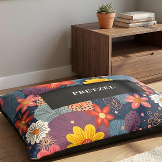 Charming Colorful Botanical Floral Pattern Pet Bed