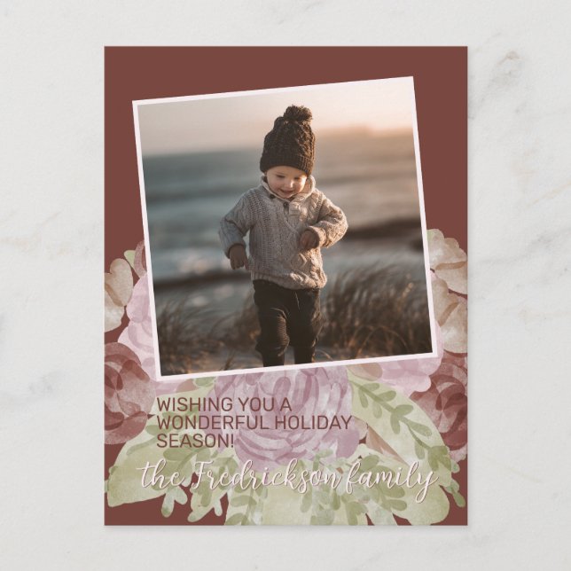 Charming Colorful Classic Floral Seasons Greetings Postcard (Front)