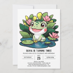 Charming Colorful Frog Digital Birthday Invitation