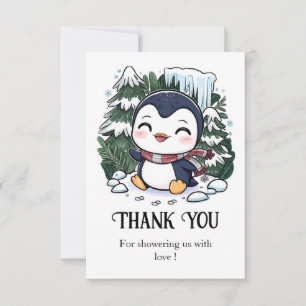 Charming Colorful Penguin Baby Shower Thank You Card