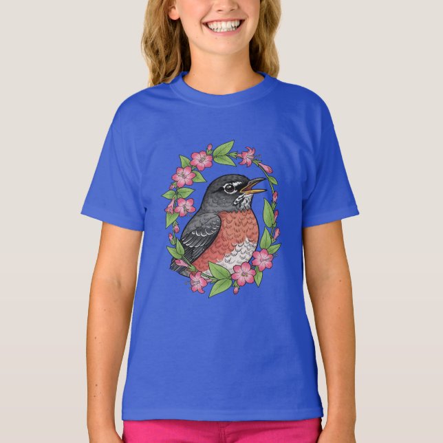 Charming Connecticut Bird With Mirabilis T-Shirt (Front)