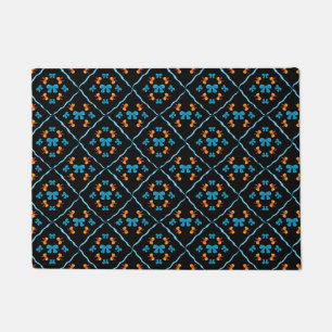 Charming Coquette Bow Geometric Tile Black Doormat