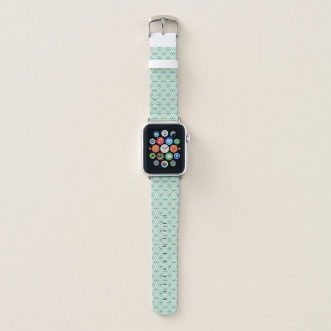 Charming Coquette Bow Geometric Tile Soft Mint Apple Watch Band (Front)