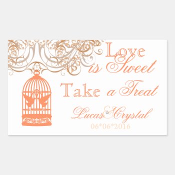 Charming Coral Birdcage Candy Buffet Sticker by theedgeweddings at Zazzle
