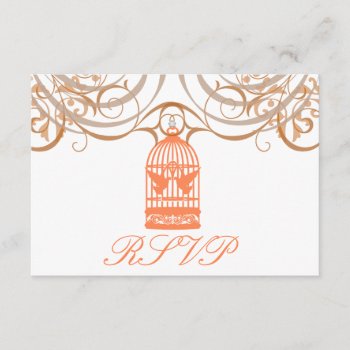 Charming Coral Birdcage Rsvp Invitation by theedgeweddings at Zazzle