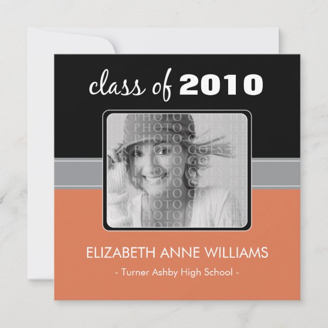 Charming Coral Custom Graduation Announcement (Front)